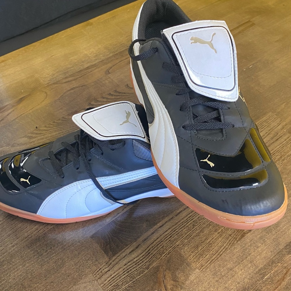 Puma Black and White Indoor Soccer Shoes